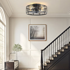 16.5-in Black Low Profile Enclosed Ceiling Fan with Remote and Light(7-Blade)