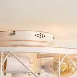 16.5" Caged Ceiling Fans with Lights and Remote, Small Low Profile Ceiling Fan with Light, Farmhouse Flush Mount White Ceiling Fan for Bedroom, Kitchen, Living Room
