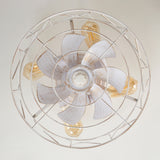 16.5" Caged Ceiling Fans with Lights and Remote, Small Low Profile Ceiling Fan with Light, Farmhouse Flush Mount White Ceiling Fan for Bedroom, Kitchen, Living Room