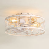16.5" Caged Ceiling Fans with Lights and Remote, Small Low Profile Ceiling Fan with Light, Farmhouse Flush Mount White Ceiling Fan for Bedroom, Kitchen, Living Room