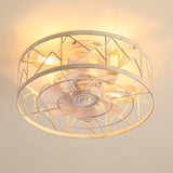 16.5" Caged Ceiling Fans with Lights and Remote, Small Low Profile Ceiling Fan with Light, Farmhouse Flush Mount White Ceiling Fan for Bedroom, Kitchen, Living Room