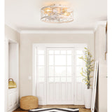 16.5" Caged Ceiling Fans with Lights and Remote, Small Low Profile Ceiling Fan with Light, Farmhouse Flush Mount White Ceiling Fan for Bedroom, Kitchen, Living Room