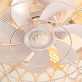 16.5" Caged Ceiling Fans with Lights, Small Low Profile Ceiling Fan with Remote, Flush Mount Chandelier Modern Farmhouse Fandelier for Bedroom, Kitchen, Living Room