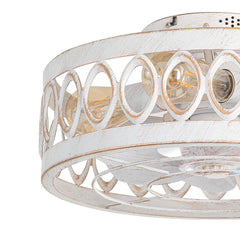 16.5" Caged Ceiling Fans with Lights, Small Low Profile Ceiling Fan with Remote, Flush Mount Chandelier Modern Farmhouse Fandelier for Bedroom, Kitchen, Living Room