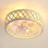 16.5" Caged Ceiling Fans with Lights, Small Low Profile Ceiling Fan with Remote, Flush Mount Chandelier Modern Farmhouse Fandelier for Bedroom, Kitchen, Living Room