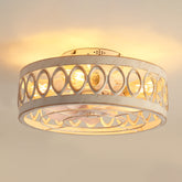 16.5" Caged Ceiling Fans with Lights, Small Low Profile Ceiling Fan with Remote, Flush Mount Chandelier Modern Farmhouse Fandelier for Bedroom, Kitchen, Living Room