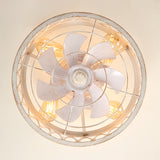 16.5" Caged Ceiling Fans with Lights, Small Low Profile Ceiling Fan with Remote, Flush Mount Chandelier Modern Farmhouse Fandelier for Bedroom, Kitchen, Living Room