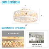 16.5" Caged Ceiling Fans with Lights, Small Low Profile Ceiling Fan with Remote, Flush Mount Chandelier Modern Farmhouse Fandelier for Bedroom, Kitchen, Living Room