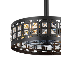 16.5" Caged Ceiling Fans with Lights, Farmhouse Outdoor Ceiling Fan with Remote Control, Small Low Profile Fandelier Chandelier Fan for Bedroom, Kitchen, Living Room