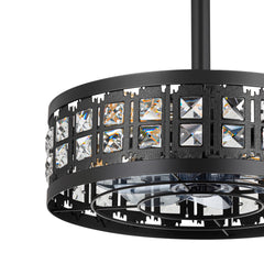 16.5" Caged Ceiling Fans with Lights, Farmhouse Outdoor Ceiling Fan with Remote Control, Small Low Profile Fandelier Chandelier Fan for Bedroom, Kitchen, Living Room