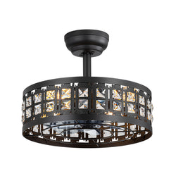 16.5" Caged Ceiling Fans with Lights, Farmhouse Outdoor Ceiling Fan with Remote Control, Small Low Profile Fandelier Chandelier Fan for Bedroom, Kitchen, Living Room