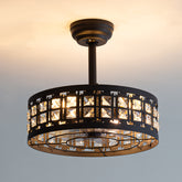 16.5" Caged Ceiling Fans with Lights, Farmhouse Outdoor Ceiling Fan with Remote Control, Small Low Profile Fandelier Chandelier Fan for Bedroom, Kitchen, Living Room