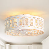 Auvara 16.5-Inch Small Caged Flush Mount Ceiling Fan With Light