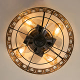 Auvara 16.5-Inch Small Caged Flush Mount Ceiling Fan With Light