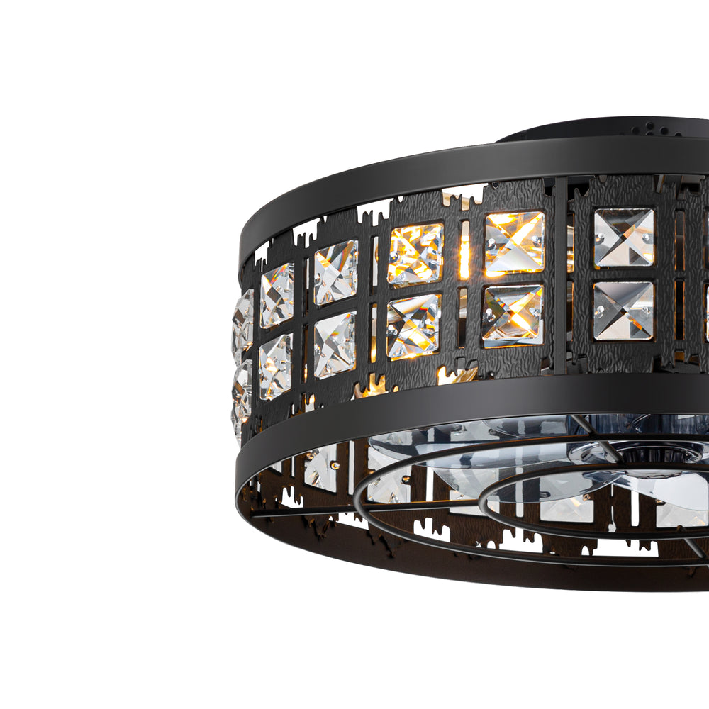 Auvara 16.5-Inch Small Caged Flush Mount Ceiling Fan With Light