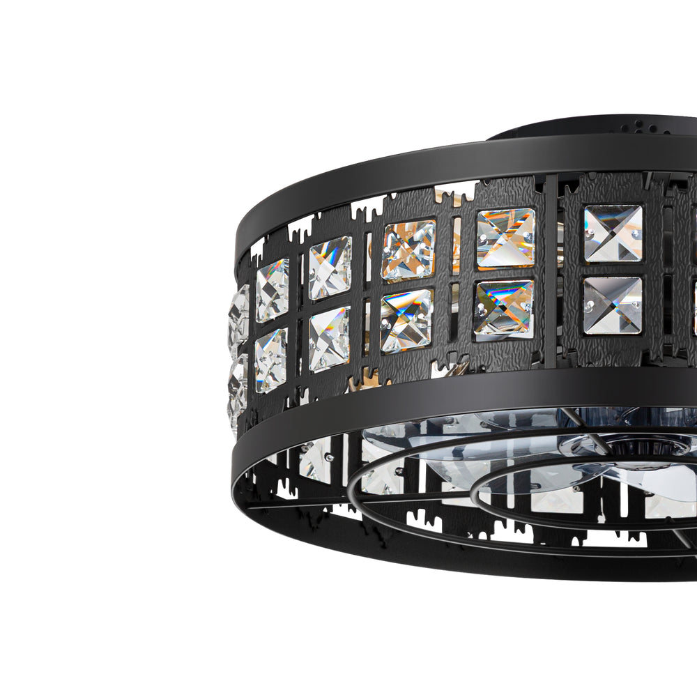 Auvara 16.5-Inch Small Caged Flush Mount Ceiling Fan With Light