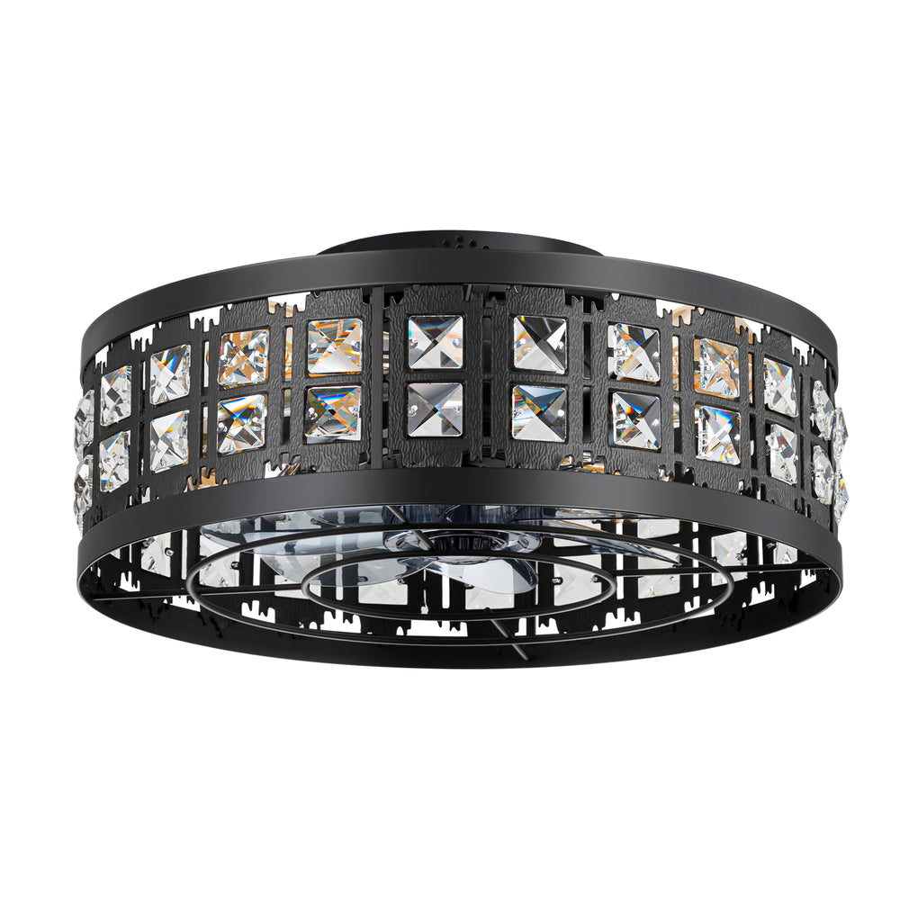 Auvara 16.5-Inch Small Caged Flush Mount Ceiling Fan With Light