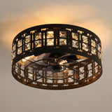 Auvara 16.5-Inch Small Caged Flush Mount Ceiling Fan With Light