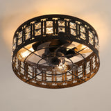 Auvara 16.5-Inch Small Caged Flush Mount Ceiling Fan With Light