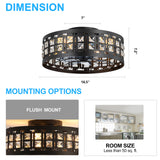 Auvara 16.5-Inch Small Caged Flush Mount Ceiling Fan With Light