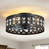 Auvara 16.5-Inch Small Caged Flush Mount Ceiling Fan With Light