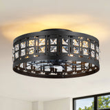 Auvara 16.5-Inch Small Caged Flush Mount Ceiling Fan With Light