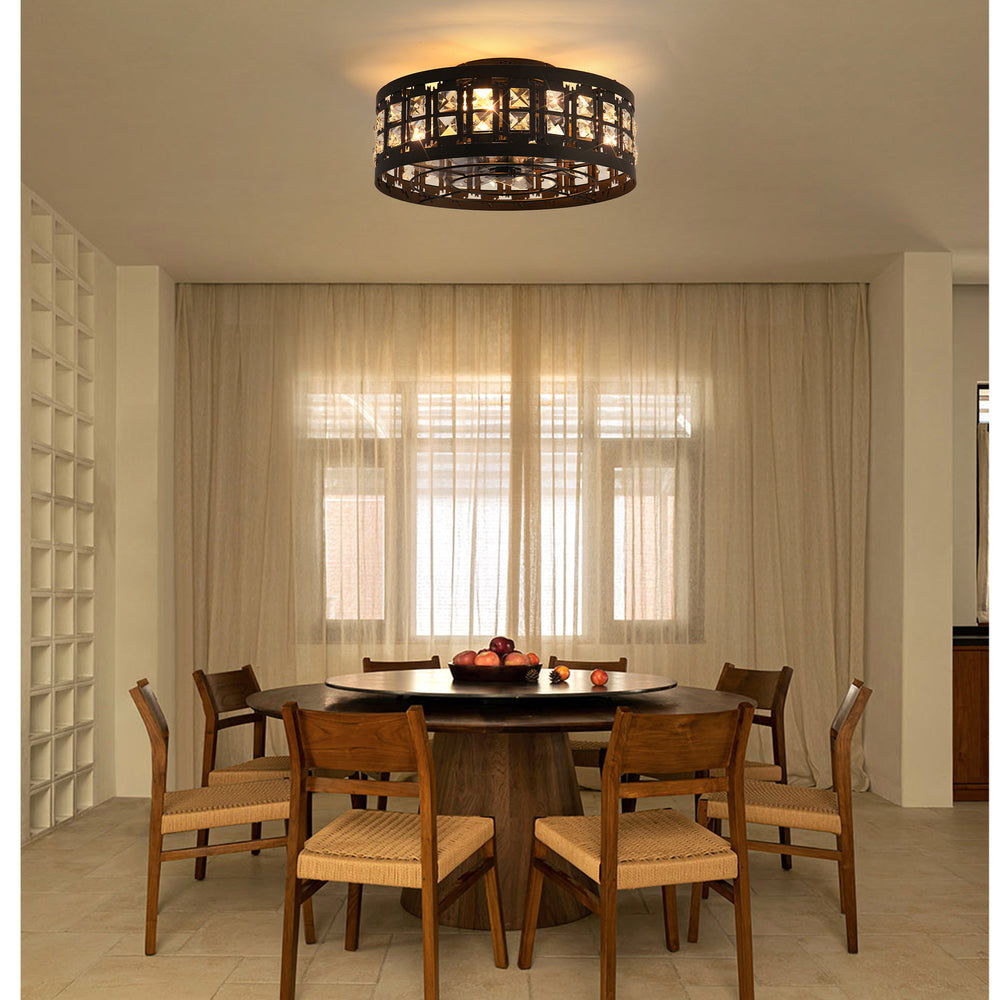 Auvara 16.5-Inch Small Caged Flush Mount Ceiling Fan With Light