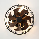12.5-in Industrial Flush Mount Small Caged Ceiling Fan with Remote Light(7-Blade)