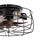 12.5-in Industrial Flush Mount Small Caged Ceiling Fan with Remote Light(7-Blade)