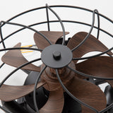 12.5-in Industrial Flush Mount Small Caged Ceiling Fan with Remote Light(7-Blade)