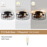 12.5-in Industrial Flush Mount Small Caged Ceiling Fan with Remote Light(7-Blade)