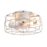12.5-in Industrial Flush Mount Small Caged Ceiling Fan with Remote Light(7-Blade)