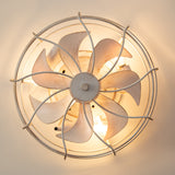 12.5-in Industrial Flush Mount Small Caged Ceiling Fan with Remote Light(7-Blade)