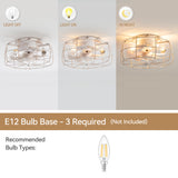 12.5-in Industrial Flush Mount Small Caged Ceiling Fan with Remote Light(7-Blade)