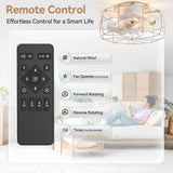 12.5-in Industrial Flush Mount Small Caged Ceiling Fan with Remote Light(7-Blade)