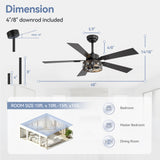 Bellova 48" Crystal Fandelier Ceiling Fan With Remote
