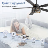 Bellova 48" Crystal Fandelier Ceiling Fan With Remote