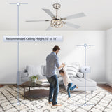 Bellova 48" Crystal Fandelier Ceiling Fan With Remote
