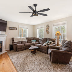 48-inch Wood 5-Blade Crystal Fandelier Ceiling Fan with Remote and Light,4in and 8in Downrods Included