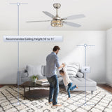 Orlena 48-Inch Crystal Fandelier Ceiling Fan With Light