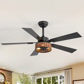 48-in Wood Reversible 5-Blade Ceiling Fan with Light and Remote,4in and 8in Downrods Included
