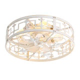 20-inch Distressed White Flush Mount Caged Ceiling Fan with Light Remote(7-Blades)