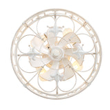 20-inch Distressed White Flush Mount Caged Ceiling Fan with Light Remote(7-Blades)