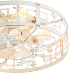 20-inch Distressed White Flush Mount Caged Ceiling Fan with Light Remote(7-Blades)
