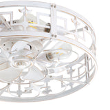20-inch Distressed White Flush Mount Caged Ceiling Fan with Light Remote(7-Blades)
