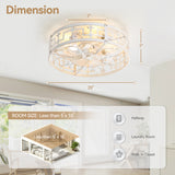 20-inch Distressed White Flush Mount Caged Ceiling Fan with Light Remote(7-Blades)