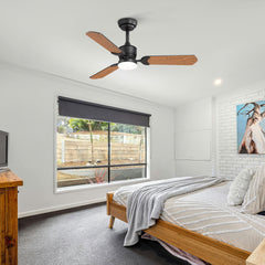 1/2PCS 42-in Reversible 3-Blade Integrated Ceiling Fan with LED Light and Remote,4in and 8in Downrod Included