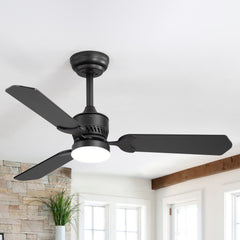 1/2PCS 42-in Reversible 3-Blade Integrated Ceiling Fan with LED Light and Remote,4in and 8in Downrod Included