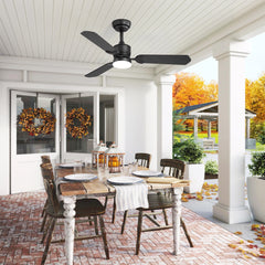 1/2PCS 42-in Reversible 3-Blade Integrated Ceiling Fan with LED Light and Remote,4in and 8in Downrod Included