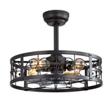 Coris 20-Inch Matte Black Caged Ceiling Fan With Light